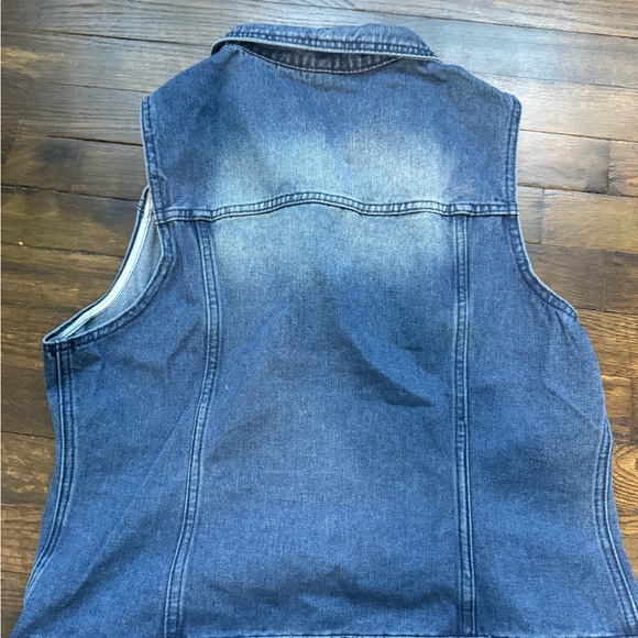 Women’s Allegra K Dark Blue Denim Vest Sleeveless Jacket - Picture 5 of 5